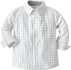 Boys Toddler Button Down Shirt Long Sleeve Plaid Flannel Collared Shirts for Kids Baby, Casual Tops Spring Fall Outfit