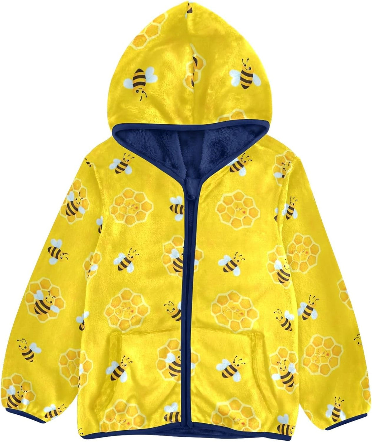 CHIFIGNO Yellow Honeycomb Toddler Thick Warm Fleece Jacket with Polar Fleece Lining 3T
