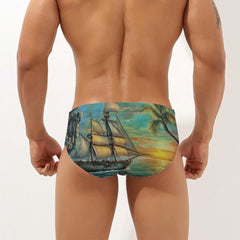 Boat Men's Swimsuit Brief Beach Shorts Bikini Swimwear Sexy Swimming Trunks