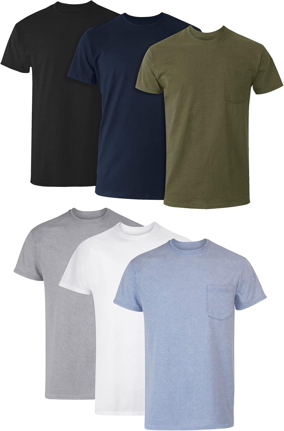 Hanes Pocket T-Shirt Pack, 6-Pack, Cool & Breathable Cotton Tees, Stay-Tucked Undershirts for Men
