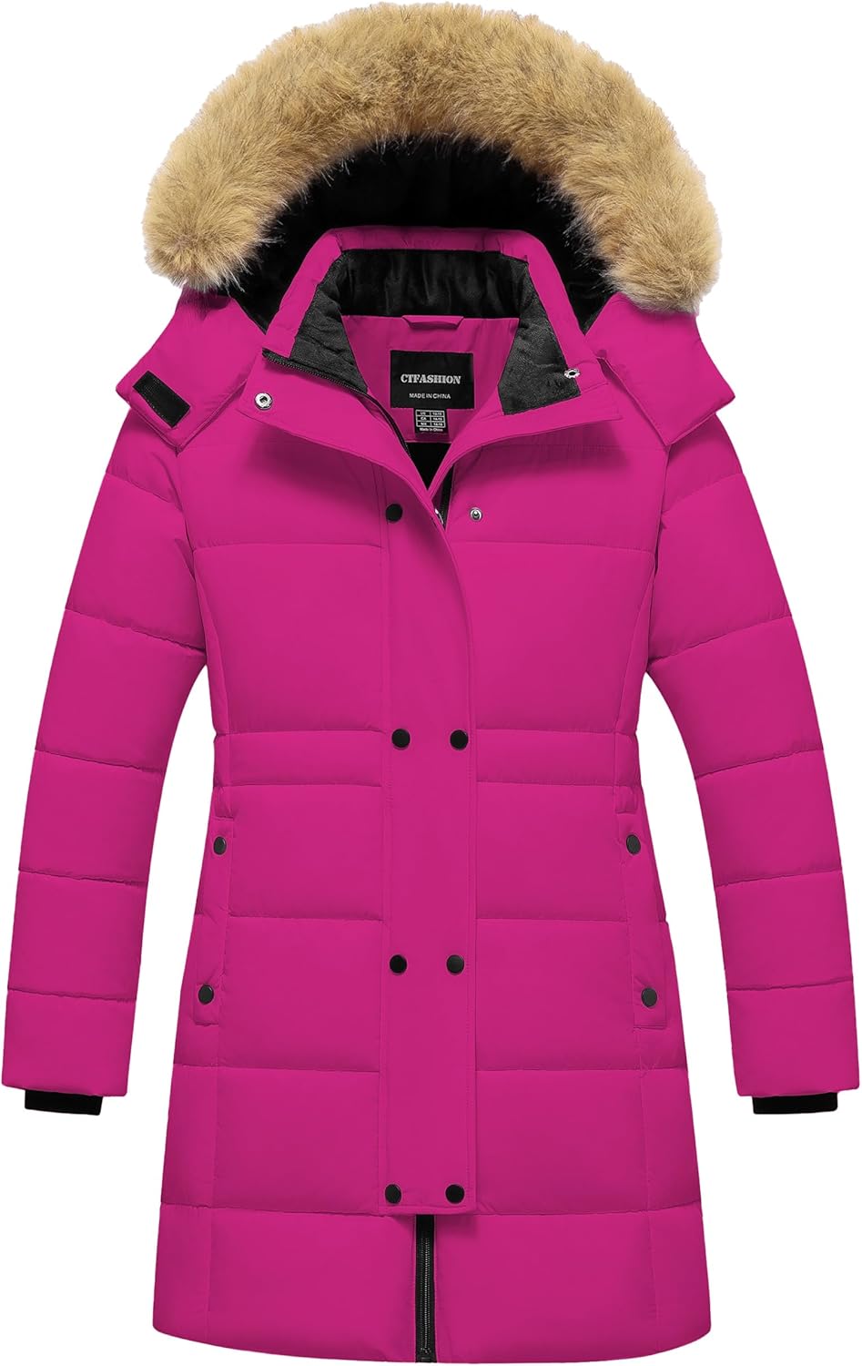Girl's Puffer Jacket Kids Long Winter Coats Heavyweight Parka Warm Fleece Snow Outerwear with Removable Fur Hood