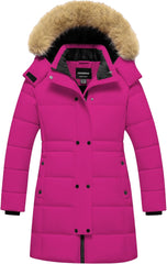 Girl's Puffer Jacket Kids Long Winter Coats Heavyweight Parka Warm Fleece Snow Outerwear with Removable Fur Hood