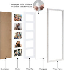 11x13 Collage frame with 5 Openings 4X6 Pictures, Multiple Picture Frame with Mat, Wall or Tabletop Decor, Natural Wood Grain,2 Pack