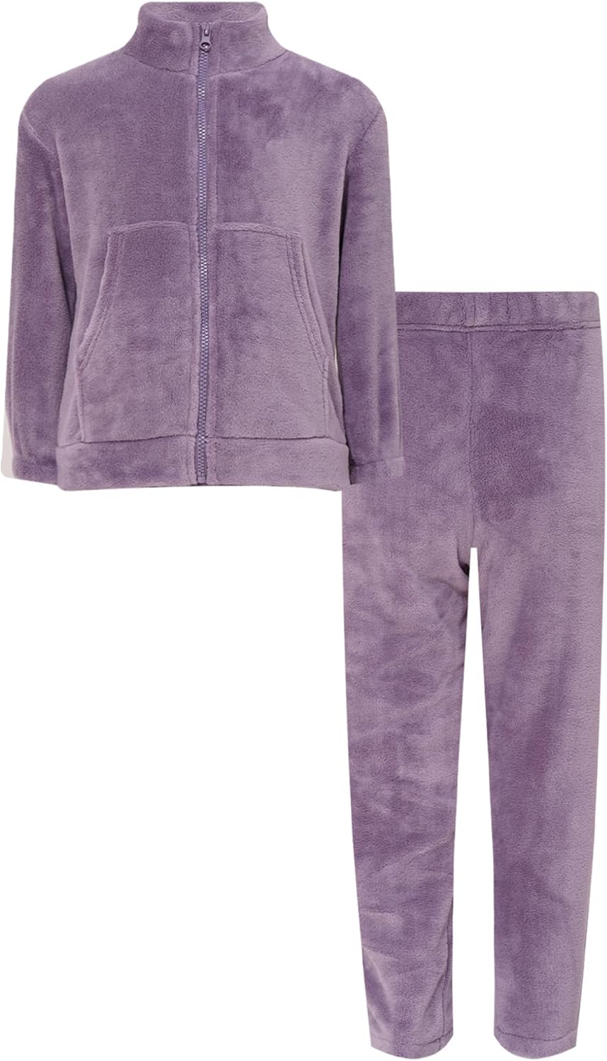 YEAHDOR Kids Boys Girls Fleece Pajamas Set Winter Warm Sleepwear Full Zip Tops and Pants Homewear Set