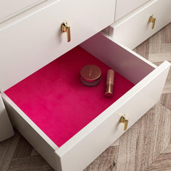 Decotalk Velvet Wallpaper Peel and Stick Pink Velvet Wallpaper Felt Sheets Adhesive Felt Fabric Wall Paper for Crafts Hot Pink Flocking for Drawer Liner 15.7x120 Inch Flocking Fabric Pink