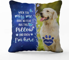 Custom Photo Four Paws, One Heart, Personalized Pet Memorial Throw Pillow (Insert Included), Dog Passing Away Gifts, Dog Remembrance Gift, Loss of Cat Sympathy Gift, Pet Loss Gifts