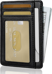 Hoewina Wallet for Men, Credit Card Holder, Slim Minimalist Wallet, Front Pocket RFID Blocking Leather Thin Wallet for Men and Women(Cross Black)