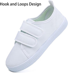 Boy's Girl's Kids White Canvas Shoes for Kids Slip-On Lightweight Sneakers Casual Skin-Friendly Walking Running Shoes(Toddler/Little Kids/Big Kids)