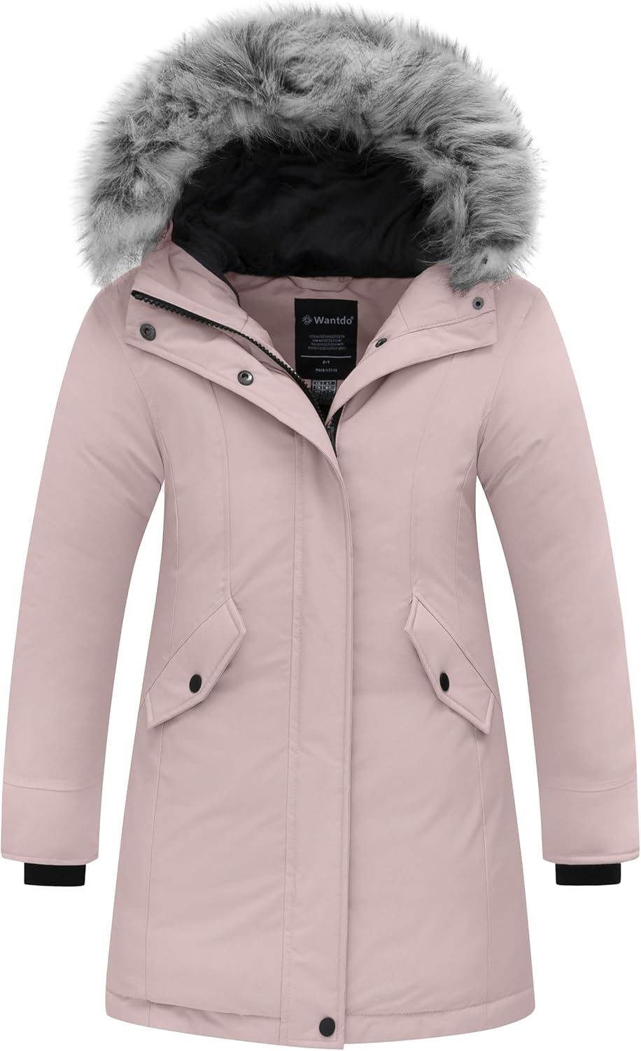 Wantdo Girl's Winter Coat Warm Windproof Insulated Hiking Warm Long Sleeve Puffer Outdoor Running Fall Jacket with Hood