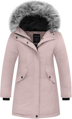 Wantdo Girl's Winter Coat Warm Windproof Insulated Hiking Warm Long Sleeve Puffer Outdoor Running Fall Jacket with Hood