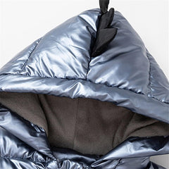 Kids Winter Coat with Hood Girls Boys 3D Dinosaur Hooded Puffer Jacket Waterproof Warm Outerwear with Pockets 1-8 Years