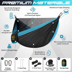 Camping Hammock Mosquito Net,Double & Single Portable Hammocks Hammocks with 2 Tree Straps,Hammock Tent for Travel Camping,Camping Accessories for Indoor Outdoor Hiking Backpacking Backyard Beach