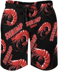 Shrimp Daddy Men's Swim Trunks Quick Dry Hawaii Board Shorts Mesh Lining Beach Swimwear with Pockets