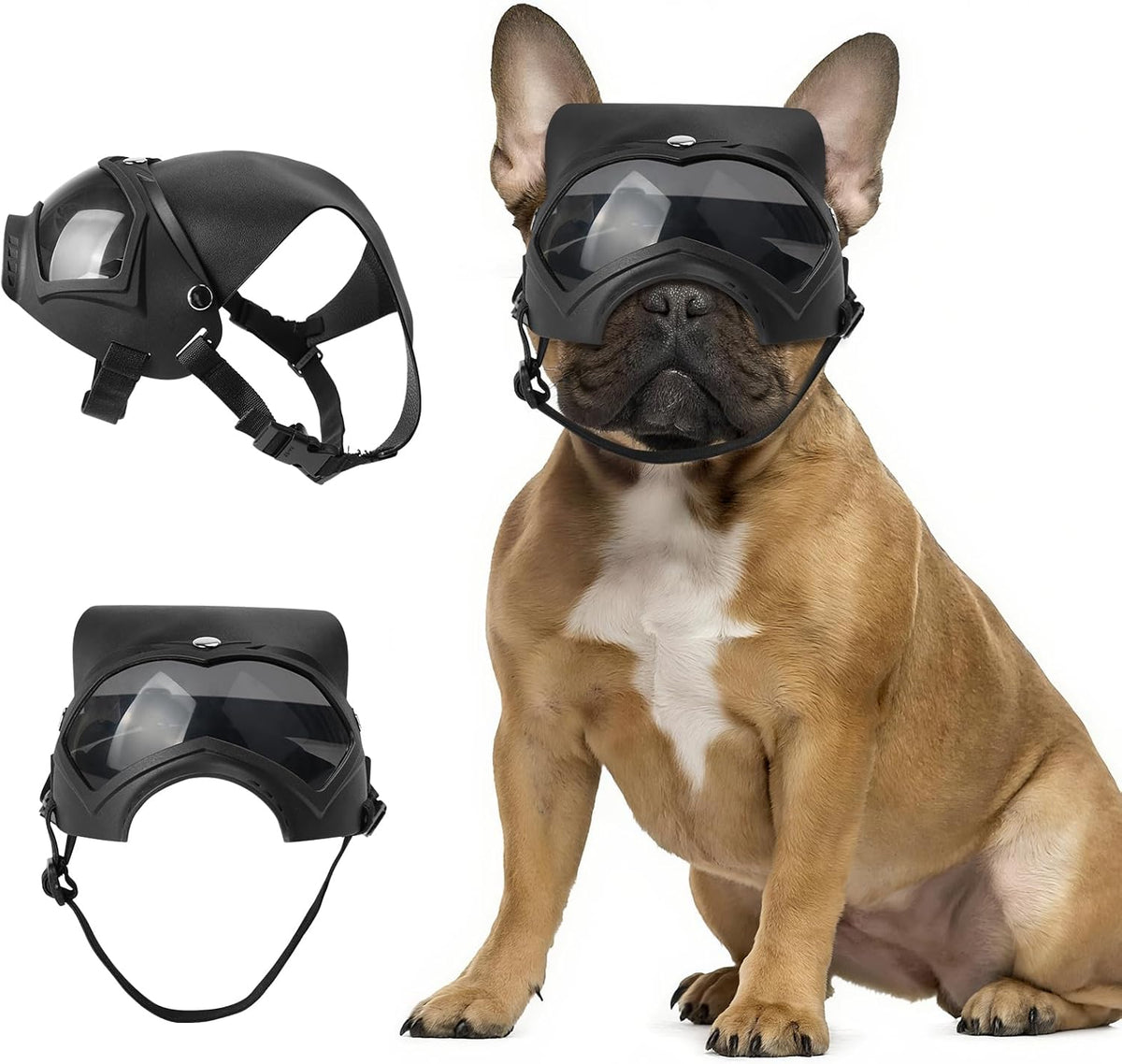 Dog Goggles,UV Protection Dog Sunglasses for Medium Breed,Dogs Eye Protection with Adjustable Strap and Detachable PU Leather Hat (Colorful Glass)