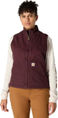 Carhartt Women's Relaxed Fit Washed Duck Sherpa-Lined Mock-Neck Vest