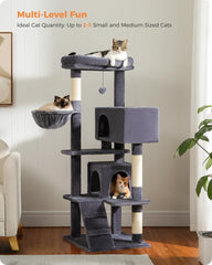 Cat Tree for Indoor Cats, 56.3in Cat Tree Tower for Indoor Cats, Spacious Top Perch,Multi-Level Cat Furniture Activity Center,with Funny Toys for Kittens Pet Play House