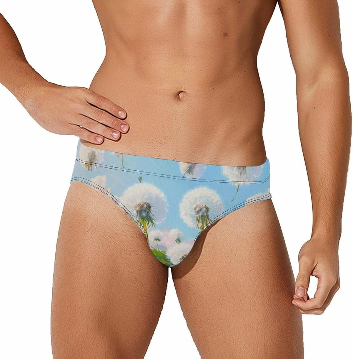 Pink Dandelion Men's Swimsuit Brief Beach Shorts Bikini Swimwear Sexy Swimming Trunks