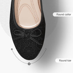 Dress Shoes for Women Round Toe Flats Shoes Lace Ballet Flats Dressy Comfortable Foldable Flats Low Heel