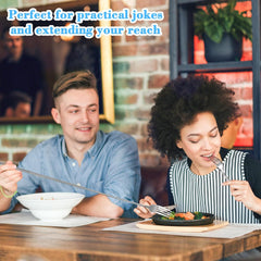 2Pcs Extendable Fork for Jokes Extended Fork 9 to 25 Inch Long Handle Forks Telescopic BBQ Forks Extendable Stainless Steel Dinner Fruit Dessert Forks for Meal and Have Fun With Families (Silver)