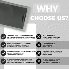 Set of 2 Plastic Wallet Insert for Credit Card, Men Wallets Trifold Vinyl Credit Card Sleeves Holder (Checkbook 6 Page)