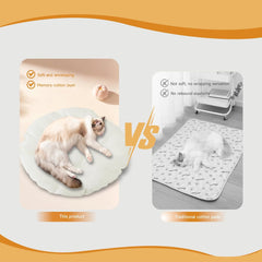 Cat Bed Mat - 15.75 Inch Round Pet Bed Pad for Cats & Dogs, Soft Washable Cat Blanket, Non-Slip Eco-Friendly Cushion for Indoor Cats (White)