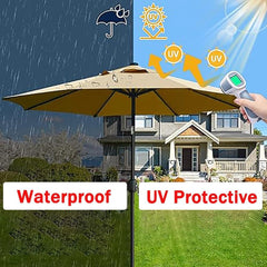 6.5ft 7.5ft 9ft Patio Umbrella Replacement Canopy, 6 Ribs 8 Ribs Sun Umbrella Canopy Replacement Top Cover, Outdoor Table Market Umbrella Replacement Cloth