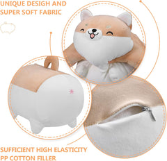Auspicious beginning 16" Axolotl Shiba Inu Plush Toy Anime Axolotl Corgi Kawaii Plush Pillow Soft Cute Smiling Dog Plushies, Stuffed Animal Plush Toy Gifts for Kids Adults