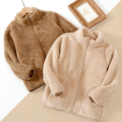 CECORC Mommy and Me Fleece Jacket for Boys and Girls, Soft & Cozy Full-Zip Flannel Coat, Winter Warm Stand-Collar Outerwear