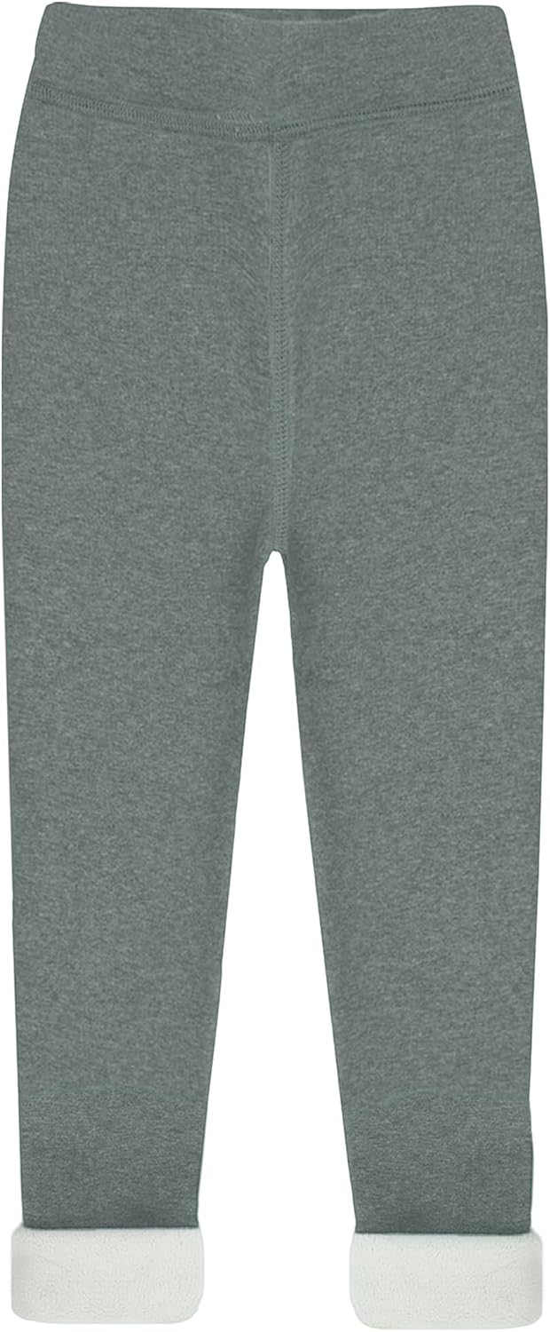 Happy Cherry Warm Fleece Lined Leggings for Toddler Kids Girls Solid Color Winter Thick Tight Pants Cotton Legging Multipack