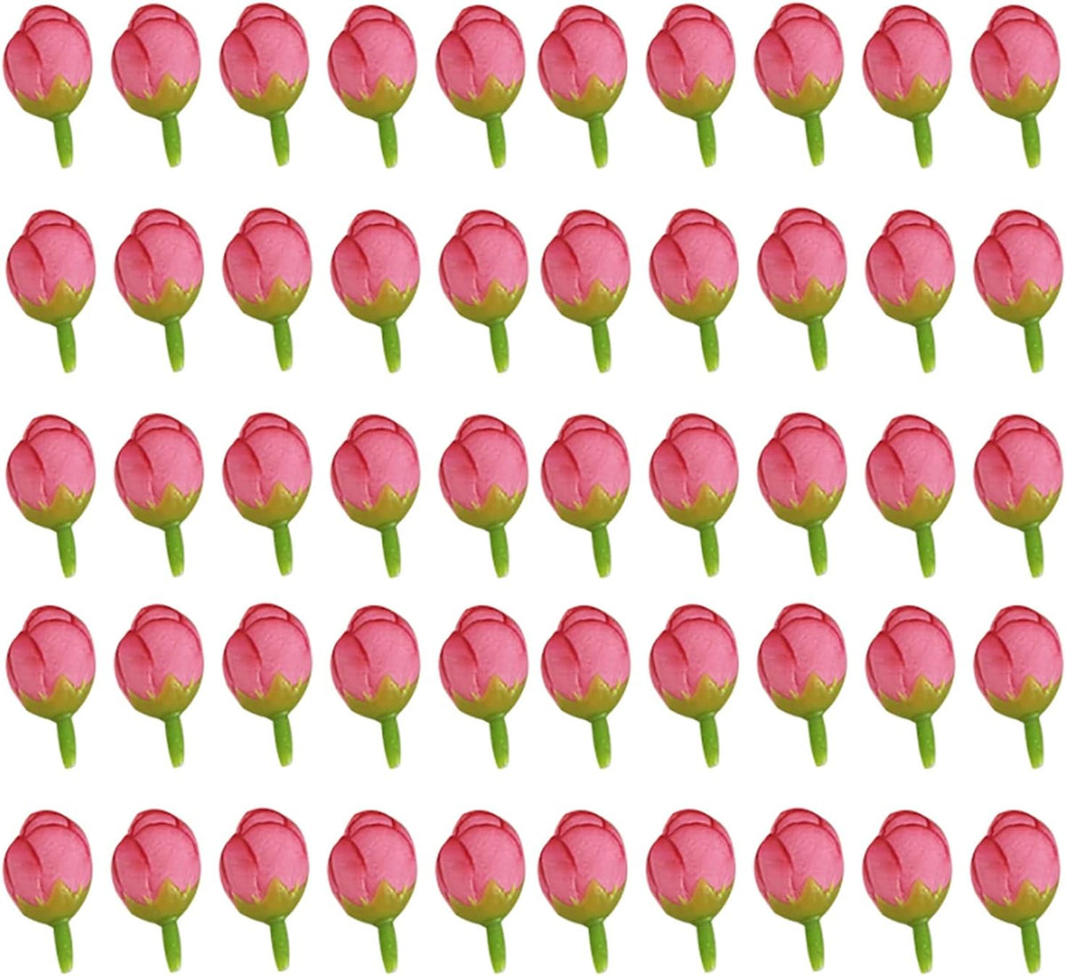 Artificial Plant Fake Flower Exquisite 50Pcs 2cm Fake Roses Bud Artificial Flower Wedding Bride Bouquet DIY Party Decor for Home-Dark Pink