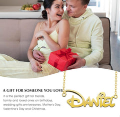 Personalized Name Necklace 18K Gold Plated Custom Nameplate Necklace Birthflower Pendant Dainty Jewelry Gift