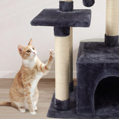 FISH&NAP Cute Cat Tree Kitten Cat Tower for Indoor Cat Condo Sisal Scratching Posts with Jump Platform Cat Furniture Activity Center Play House Grey