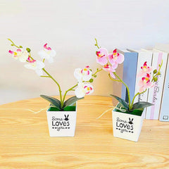 1 Set Fake Butterfly Orchid Flowers Potted Artificial Bonsai Decorative Realistic Faux Silk Flower Potted Plants for Party Wedding Home Decor - Purple