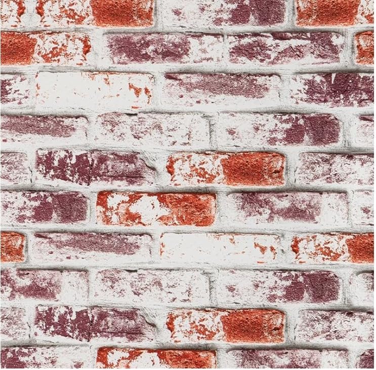 Anmon Red Brick Wallpaper Peel and Stick 17.7" x 118", Brick Wallpaper 3D Look Self Adhesive Faux Contact Paper, Removable Vinyl Roll Wall Paper for Walls Backsplash Home Decoration