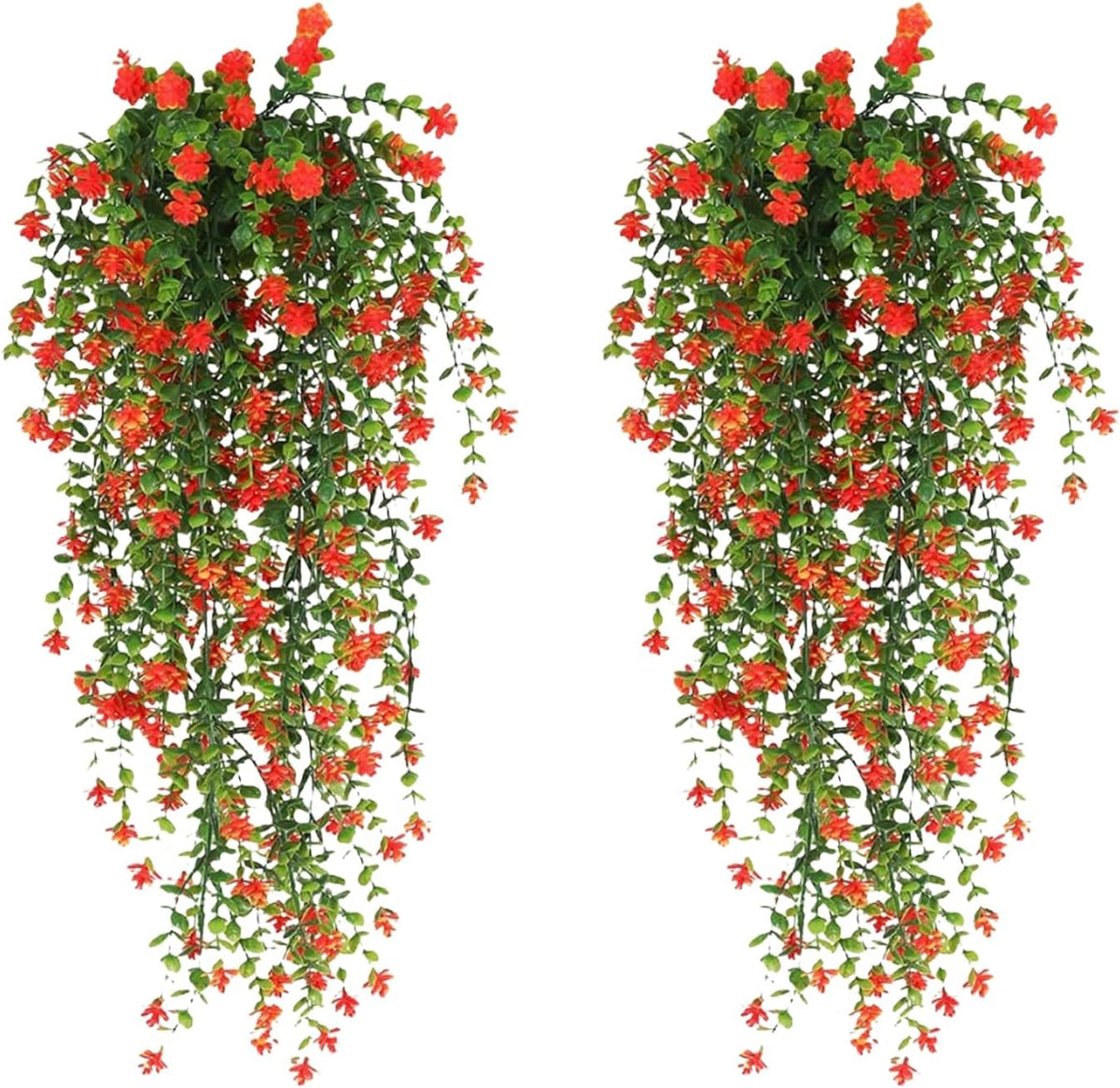 1/2Pcs Artificial Hanging Plants, Artificial Hanging Flowers Vine, Fake Ivy Vines Drooping Plants Fake Greenery for Wall Home Garden Yard Patio Wedding Indoor Outdoor Decoration Yellow-2p