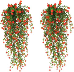 1/2Pcs Artificial Hanging Plants, Artificial Hanging Flowers Vine, Fake Ivy Vines Drooping Plants Fake Greenery for Wall Home Garden Yard Patio Wedding Indoor Outdoor Decoration Yellow-2p