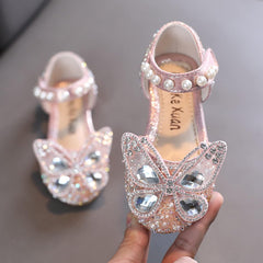 Girls Wedding Sandals Single Infant Princess Crystal Kids Bowknot Dancing Pearl Shoes Shoes Shoes Girls Sandals Shoes (Silver-2, 8 Toddler)