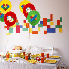 18Pcs 12 Inch Building Block Balloons, Building Blocks Theme Birthday Party Supplies, Brick Themed Latex Balloons for Kids Toddlers Birthday Party Decorations
