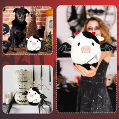Bekrgwiy Cow Stuffed Animal,8 in Halloween Cow Plush Pillow,Ghost Plushie with Bat Wings,Ghost Stuffed Animal Plushie,Halloween Decorations Party Favors Trick or Treat Gifts for Kids