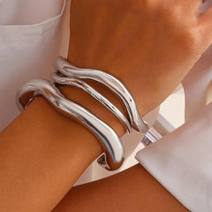 Chunky Gold Bangles for Women Non Tarnish Stackable Bracelet Set Trendy Jewelry Gifts