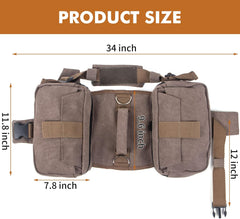 Dog Hiking Backpack, Lightweight Backpack Harness with Leash Side Pockets and Adjustable Strap Travel Camping Saddle Bag Rucksack for Medium & Large Dog (Large, Khaki)