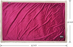 Pawsse Sherpa Puppy Blanket for Small Dogs Kitten, Warm Flannel Plush Pet Bed Blanket Reversible, 45"x30" Wine/Tan
