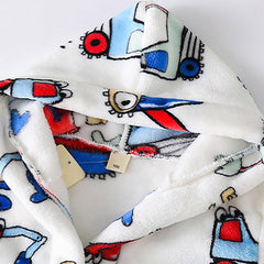 Toddler Boys Cartoon Car Fleece 𝐁ath𝗿obe Soft Plush Flannel Fuzzy Hooded 𝗥obes 𝗣a𝗷amas 𝗦leep𝚠ear for Kids