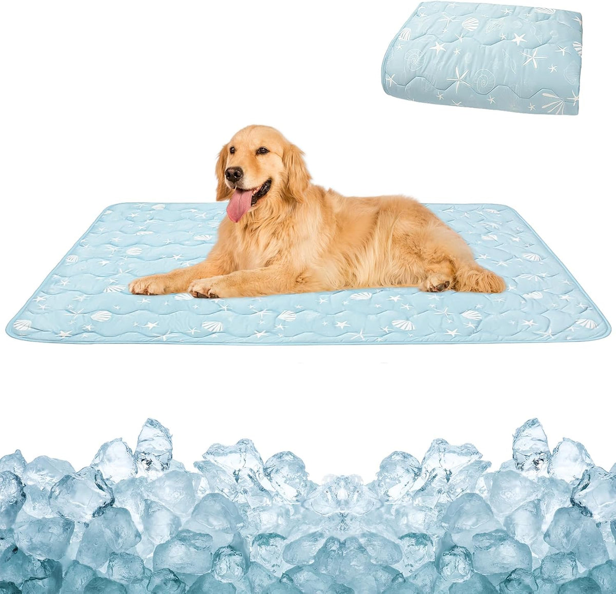 Cooling Blanket for Dogs, 0.35Q-Max Cool Washable and Summer Cooling Pet Mat Blanket, Protector for Couch Bed Cover Sofa for Small to Large Dogs and Cats for Hot Weather (Blue, Small：22.8"x35"x0.2")