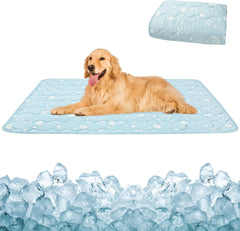 Cooling Blanket for Dogs, 0.35Q-Max Cool Washable and Summer Cooling Pet Mat Blanket, Protector for Couch Bed Cover Sofa for Small to Large Dogs and Cats for Hot Weather (Blue, Small：22.8"x35"x0.2")