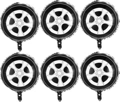 6PCS Wheel Balloons, 18 Inch Classic Race Car Balloons Tire Balloon for Racetrack Car Themed Hot Wheels Birthday Baby Shower Party Decorations Supplies for Men and Boys