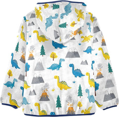 CHIFIGNO Cute Dinosaurs White Boy Zip up Jacket Light Comfy Sweatshirt Jacket 3T