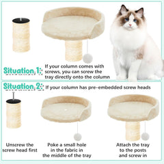 2 Pcs 13.39 Inches Semi Edged Cat Tree Replacement Parts Cat Tree Tower Accessories with Hanging Elastic Strings Pom Pom Toys for Platform Perch Shelves(Gray)