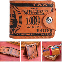 Men's US Dollar Wallet Bill Money Bifold Safe Purse,Billfold Leather Credit Card Photo Holder with Magnetic Buckle (Orange)