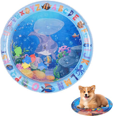 Cat Water Bed - Cooling Pet Mat for Summer, Thickened & Leak-Proof Design, Interactive Sensory Play Mat for Indoor Cats/Kittens, Comfortable Tummy Time Mat (B,25.6 * 25.6 * 3.1 inch)